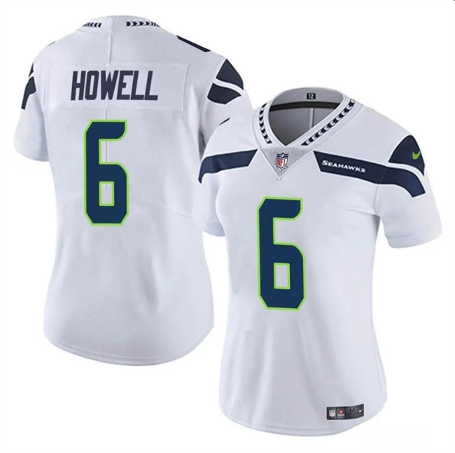Women's Seattle Seahawks #6 Sam Howell White Vapor Limited Football Stitched Jersey(Run Small)